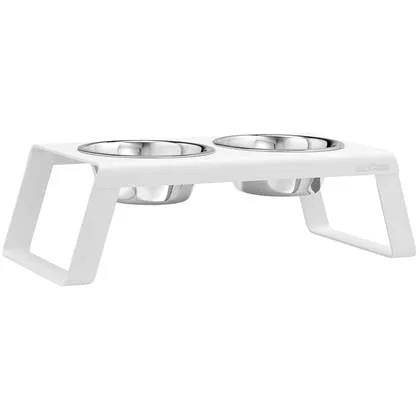 Desco hondenvoerbak medium aluminium wit