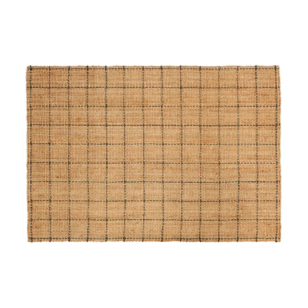 Dixie Freja jute vloerkleed geruit 160x230 cm Natural-dark grey