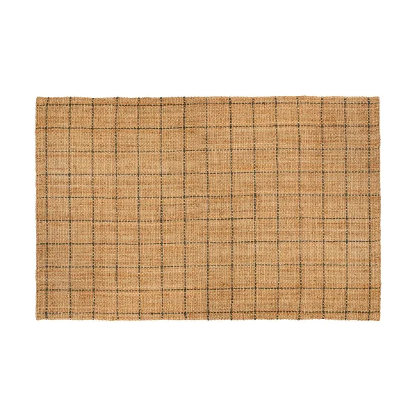 Dixie Freja jute vloerkleed geruit 190x290 cm Natural-dark grey