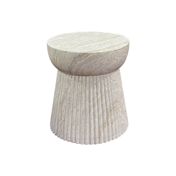 Dorus ronde fiberclay bijzettafel beige - Ø 37 x 43 cm