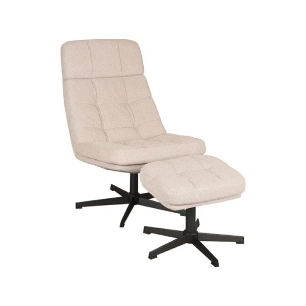 Draaifauteuil Alvar + Hocker - Boucle Naturel