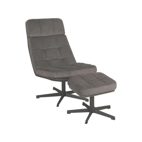 Draaifauteuil Alvar + Hocker - Cosmo Antraciet