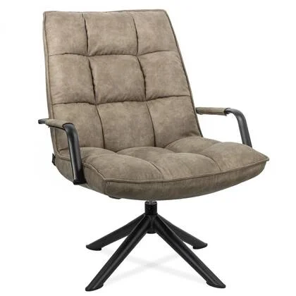 Draaifauteuil Met Armleuning - Fauteuil - Taupé - 70 x 80 x 100 cm