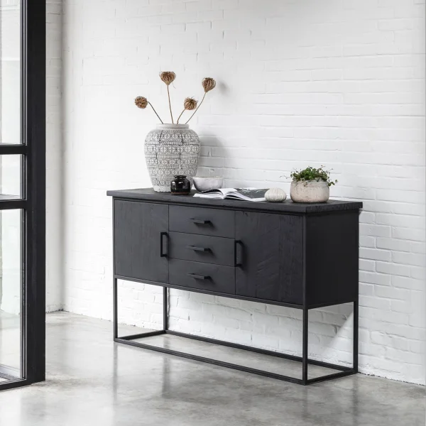 DTP Home Dressoir Beam Teakhout, 158cm - Zwart