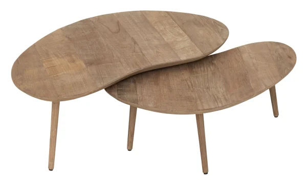 DTP Home Organische Salontafel Apollo Teakhout, Set van 2 stuks - Naturel