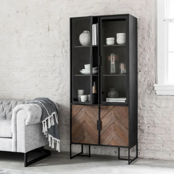 DTP Home Vitrinekast Criss Cross Hout en staal, 185 x 80cm - Naturel