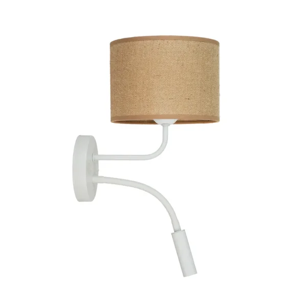 Duolla - Jute wandlamp textiel bruin/wit leeslampje