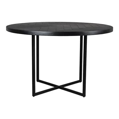 Dutchbone Class Eettafel Visgraat - Ø 120 cm - Zwart