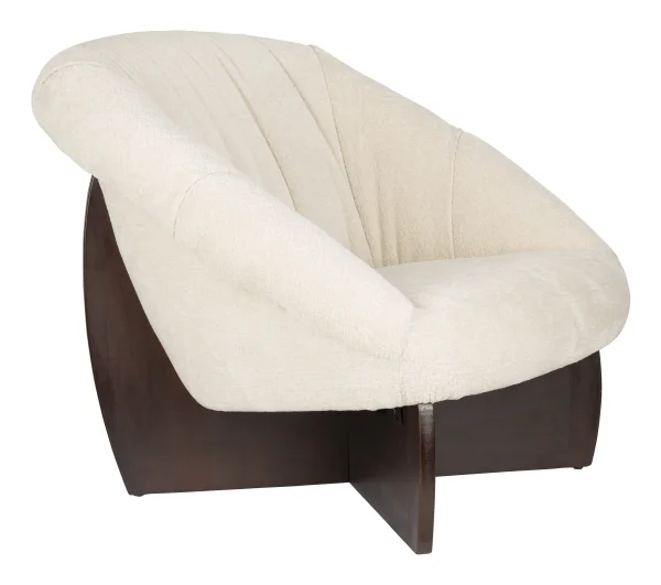 Dutchbone Fauteuil Emilius Bouclé en rubberhout - Beige