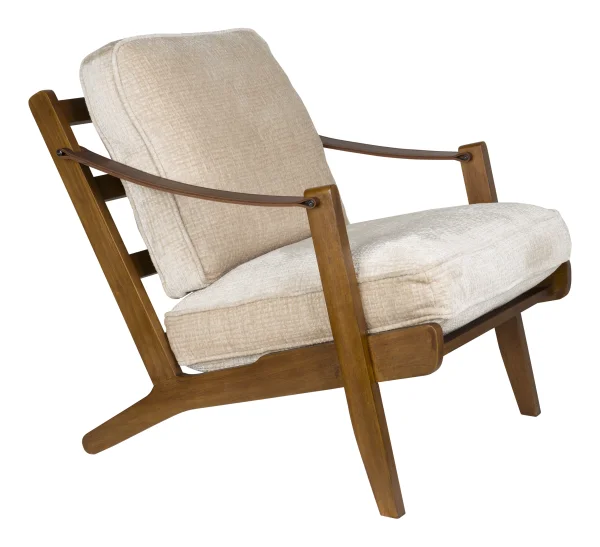 Dutchbone Fauteuil Washington Mangohout en geweven stof - Beige