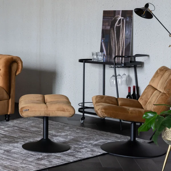 Dutchbone Hocker Bar Velvet - Goud