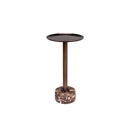 Dutchbone Pose Bijzettafel Rond 25 cm Metaal| Marmer Bruin