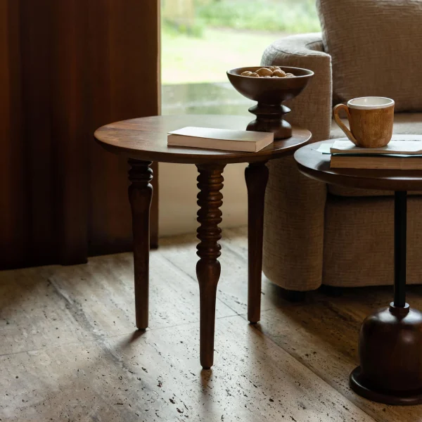 Dutchbone Ronde Bijzettafel Cove Mangohout, 50cm - Bruin