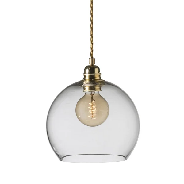 EBB & FLOW Rowan hanglamp M, Ø 22 cm. clear - gold cord