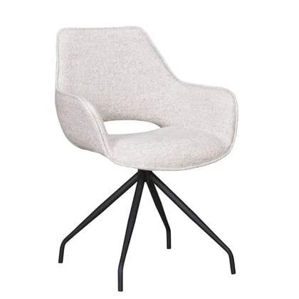 Eetkamerstoel Halfweg - Creme|Grijs - Textiel