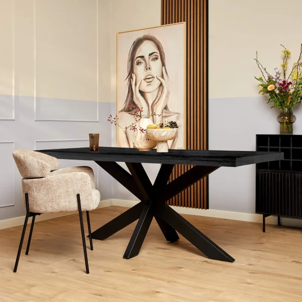 Eettafel Denver Black | 160 cm | Rechthoek