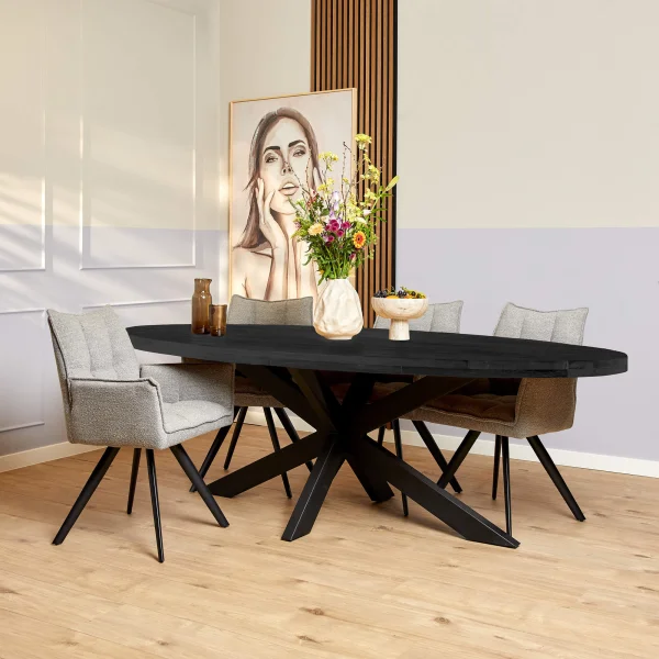 Eettafel Denver Black | 300 cm | Ovaal