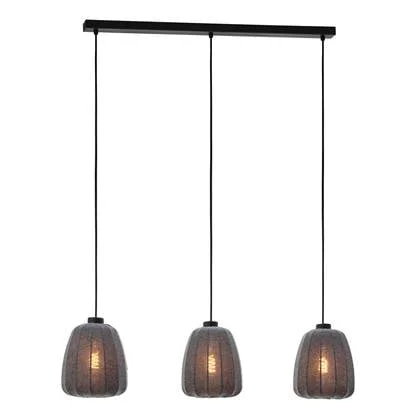 EGLO Barlaston Hanglamp - E27 - 88 cm - Zwart|Grijs - Textiel