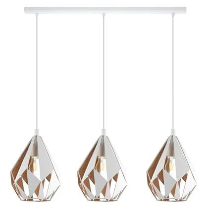 EGLO Carlton 1 Hanglamp - 3 lichts - E27 - Wit - Goud