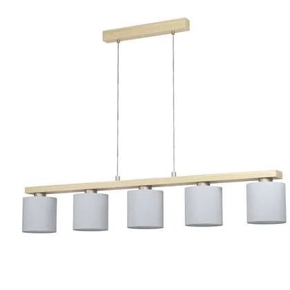 EGLO Castralvo Hanglamp - 5 lichts - E27 - Nikkel Mat - Bruin