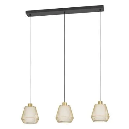 EGLO Ciudadela Hanglamp - E27 - 88 cm - Zwart|Goud|Wit - Textiel