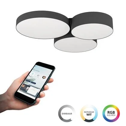 EGLO connect.z Barbano-Z Plafondlamp - 60,5 cm - Zwart|Wit - RGB