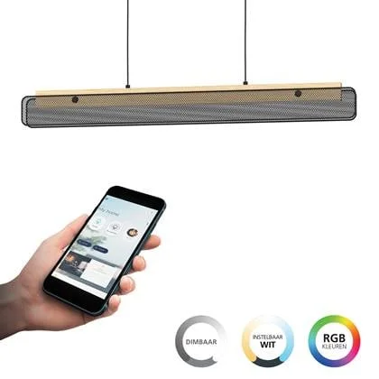 EGLO connect.z Kokomo-Z Hanglamp - 99 cm - Zwart|Bruin|Wit - RGB