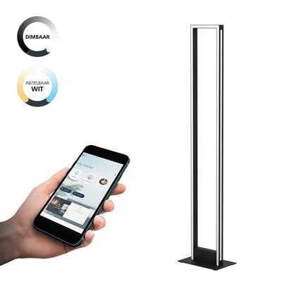 EGLO connect.z Salvilanas-Z Vloerlamp - 130,5 cm - Zwart|Wit - Dimbaar