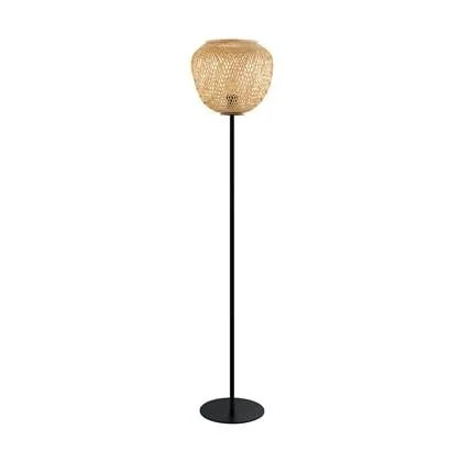 EGLO Dembleby Vloerlamp - E27 - 150 cm - Zwart|Natuur