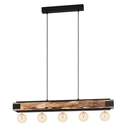 EGLO Layham Hanglamp - E27 - 96 cm - Zwart|Bruin