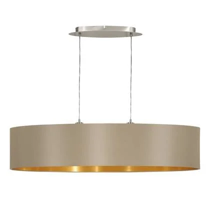 EGLO Maserlo - Hanglamp - 2 Lichts - 100cm - Grijs|Taupe|Goud