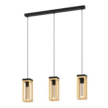 EGLO Nafferton Hanglamp - E27 - 80 cm - Zwart|Bruin