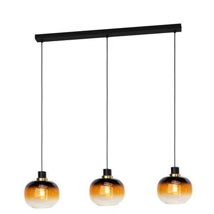 EGLO Oilella Hanglamp - E27 - 95 cm - Amber glas - Zwart