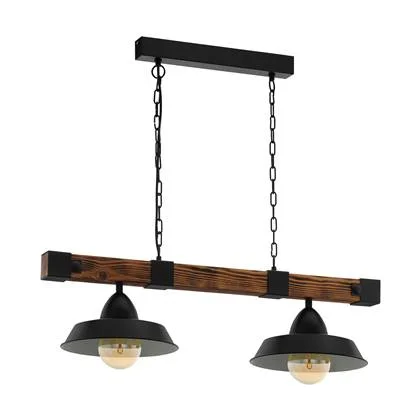 EGLO Oldbury Hanglamp - E27 - 86 cm - Zwart|Bruin|Landelijk