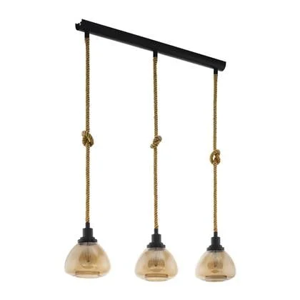 EGLO Rampside Hanglamp - 3 lichts - E27 - Zwart