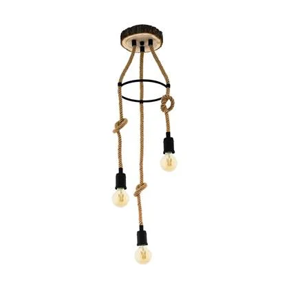 EGLO Rampside Hanglamp - E27 - Ø 30 cm - Zwart, Natuur