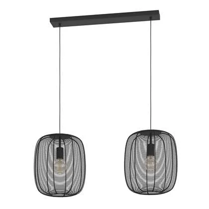 EGLO Rinroe Hanglamp - E27 - 90 cm - Zwart - Staal