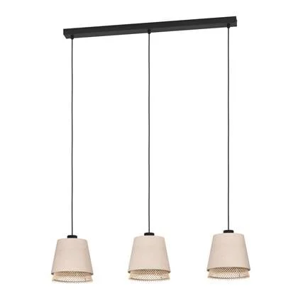 EGLO Tabley Hanglamp - E27 - 89 cm - Natuur|Bruin|Zwart - Textiel