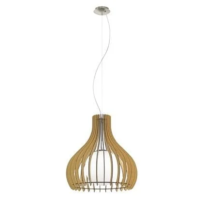 EGLO Tindori - Hanglamp - 1 Lichts - Ø50cm - Nikkel-Mat - Ahorn, Wit