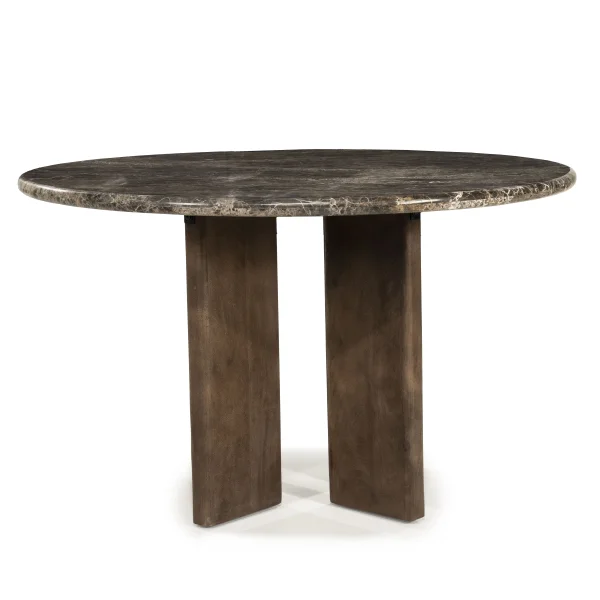 Eleonora Ronde Eettafel Lando Marmer en mangohout, 127 cm - Bruin