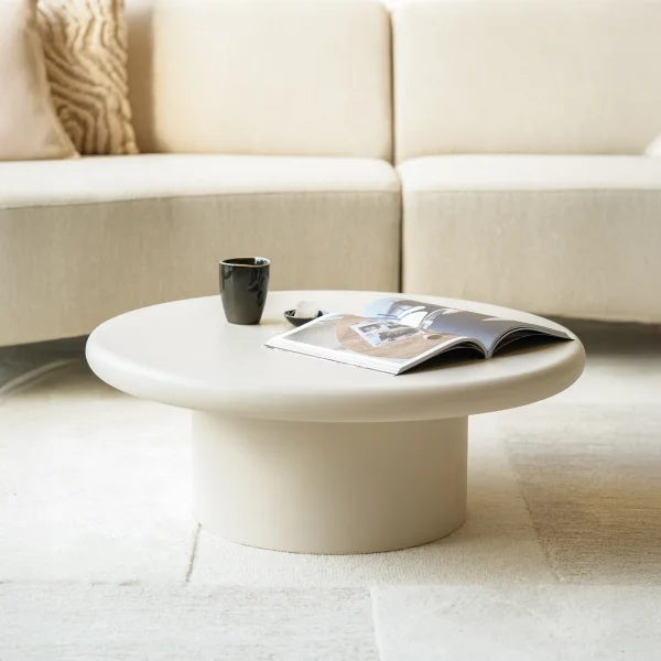 Eleonora Ronde Salontafel Jade Magnesium oxide 80cm - crème