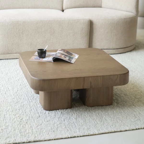 Eleonora Salontafel Harmonie Eiken, 80 x 80cm - Bruin - Vierkant - Japandi