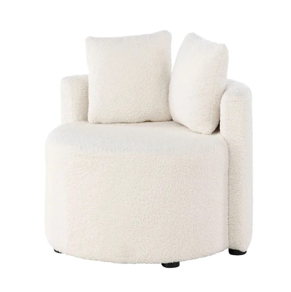 Elina ronde kinderfauteuil teddy wit – met twee kussens