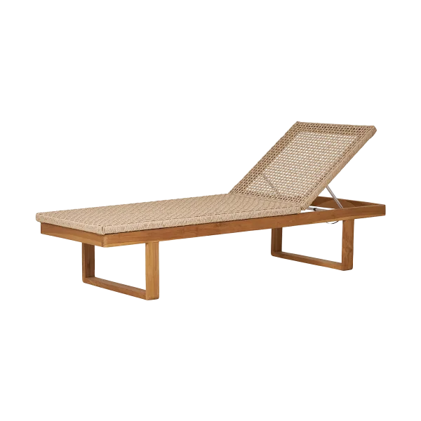 Elodie houten tuin loungestoel met rotan naturel