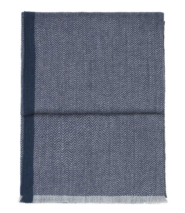 Elvang Denmark Herringbone plaid 130x190 cm Dark blue-grey