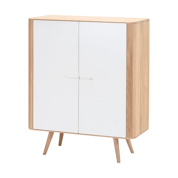 Ena cabinet houten opbergkast whitewash - 90 x 110 cm