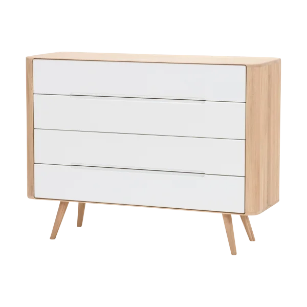 Ena drawer 120 - 4 drawers houten ladekast whitewash - 120 x 90 cm