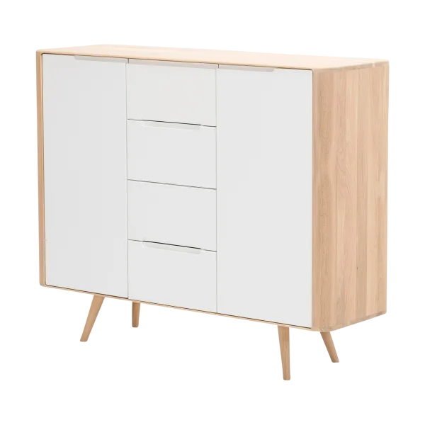 Ena dresser 135 houten ladekast whitewash - 135 x 110 cm