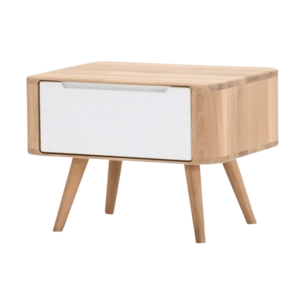 Ena nightstand 55 houten nachtkastje whitewash - 1 lade