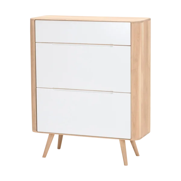 Ena shoe cabinet houten schoenenkast whitewash - 90 x 110 cm